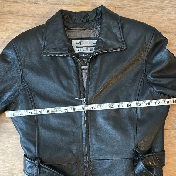 Pelle Studio, Wilson’s Leather Black Mid-Length Jacket with Belt, Small - Picture 4 of 8